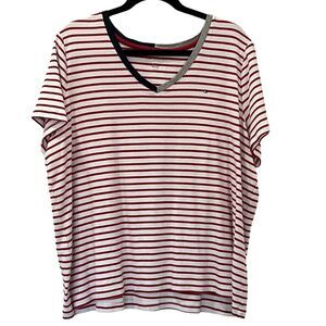 Tommy Hilfiger Womens Striped Logo Blouse Size 2X